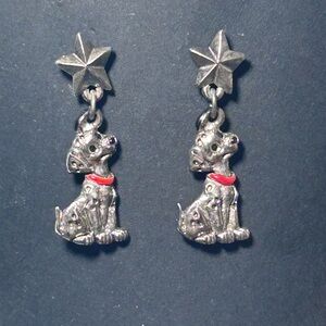 Vintage 90s 101 Dalmatian’s Dog Earrings with Red Accents
